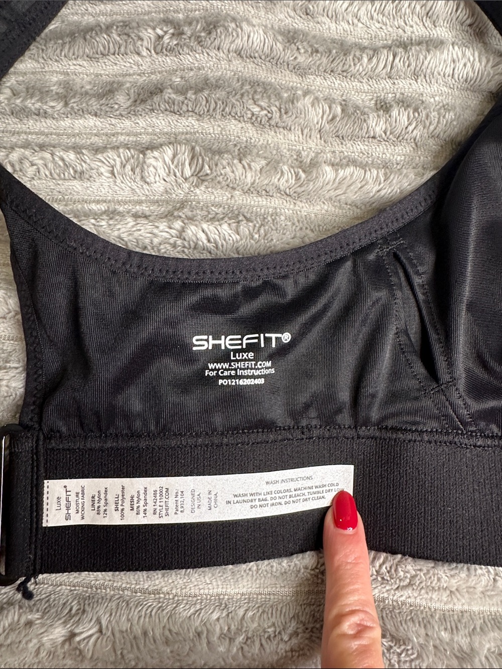 SHEFIT Black Front-Zip High Support Sports Bra - Picture 2 of 4